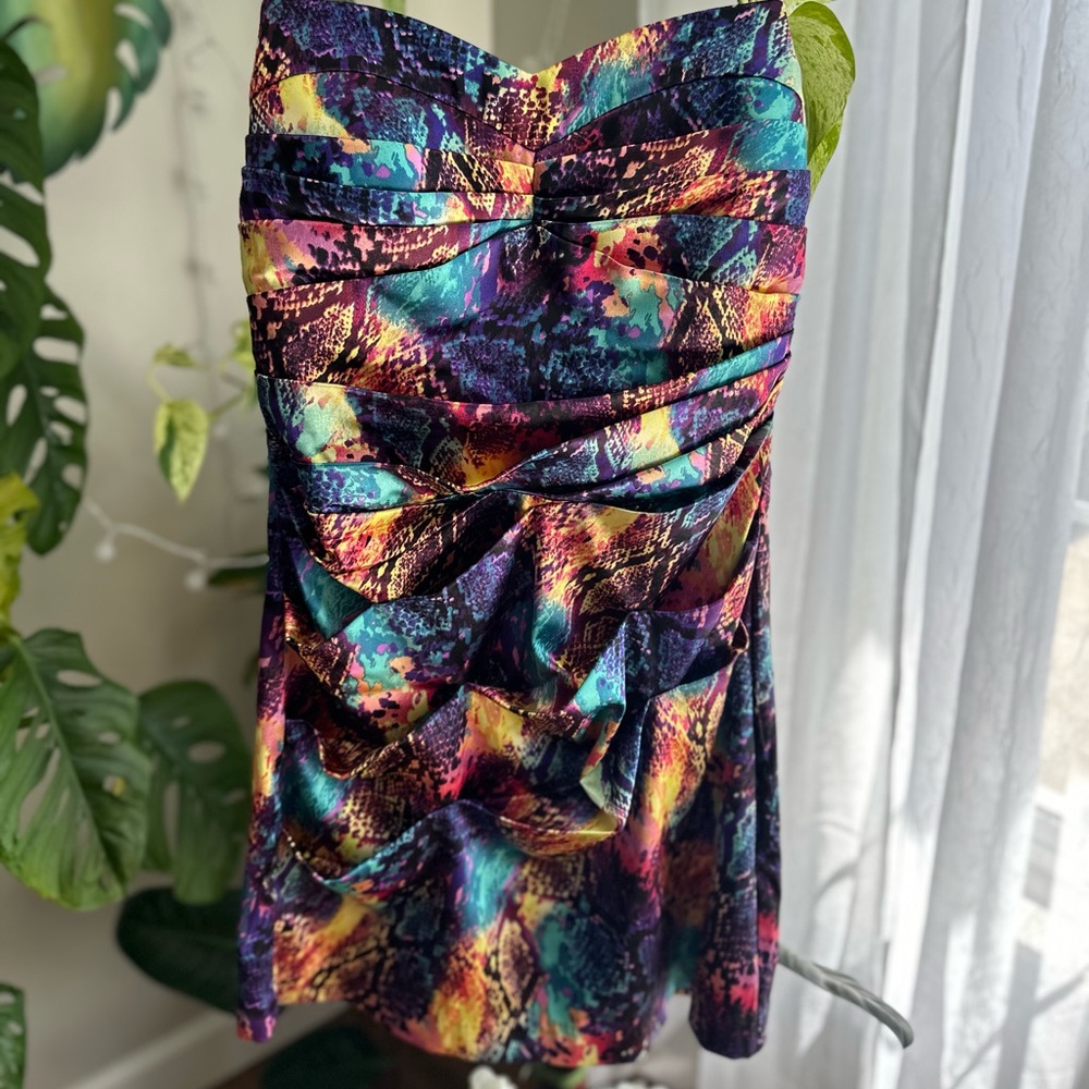 Vintage Speechless Mini Dress Rainbow Snake Print size 9